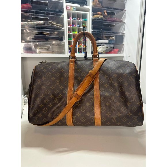 Louis Vuitton Monogram Canvas Keepall 55 Brown Travel Bag - Picture 2 of 16
